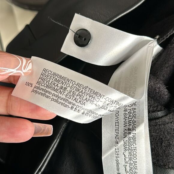 ZARA Faux Leather Slim Flare Leg Pants Split Hem Bootleg Slit  Black small NWT - Picture 11 of 11